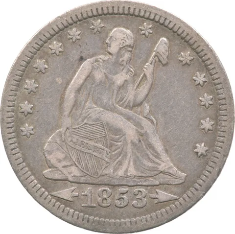 1853 Seated Liberty Quarter Arrows a7615