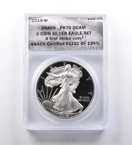PR70 DCAM 2019-W American Silver Eagle 2 Coin Silver Eagle Set FS ANACS *3017