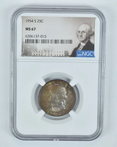 MS67 1954-S Washington Quarter - Graded NGC Original Tone *8176