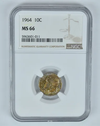 MS66 1964 Roosevelt Dime - Graded NGC Toned! a9020
