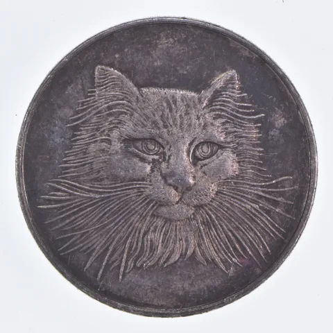 VINTAGE Purrfectly Silver Long-Haired Cat .999 Fine Silver 1 Oz Round *591