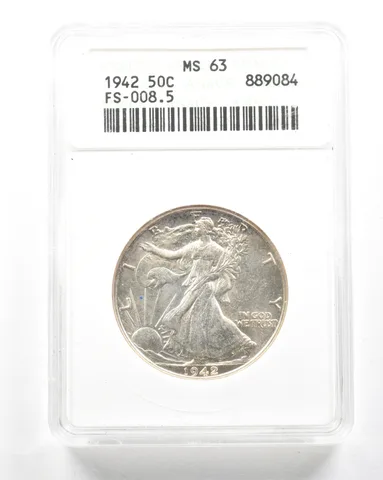 1942 Walking Liberty Half Dollar FS-008.5 MS63 ANACS *2062