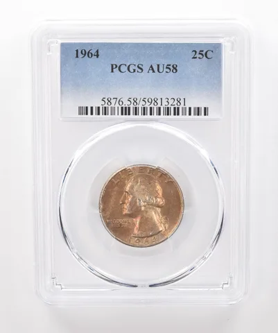 1964 Washington Quarter AU58 PCGS Beautiful Tone *1892
