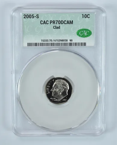 2005-S Roosevelt Dime CLAD PR70 DCAM CAC CACg