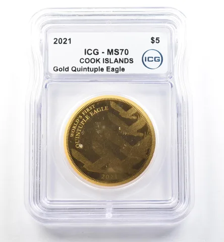 2021 Cook Islands 5 Dollars Gold Quintuple Eagle MS70 ICG *6099