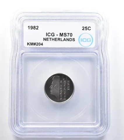 1982 Netherlands 25 Cents KM#204 MS70 ICG a7949