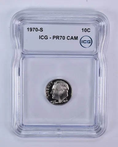 1970-S Roosevelt Dime PR70 CAM ICG