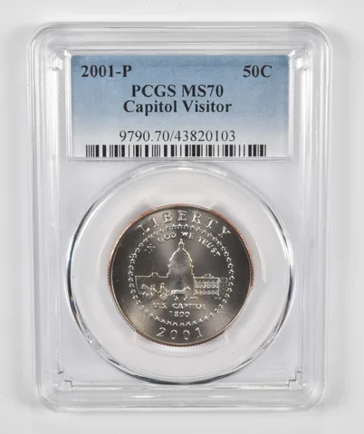 2001-P Capitol Visitor Commemorative Half Dollar MS70 PCGS Blue Label