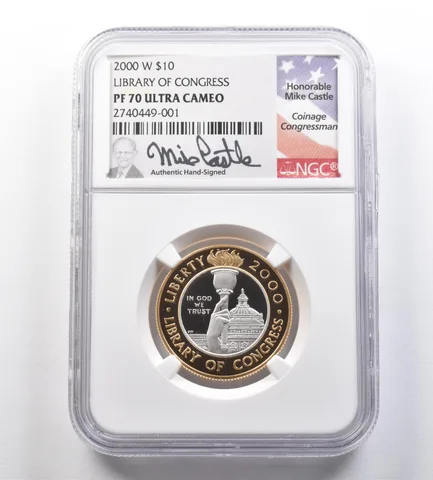 2000-W $10 Library of Congress Bimetallic Commemorative PF70 NGC Castle *2563