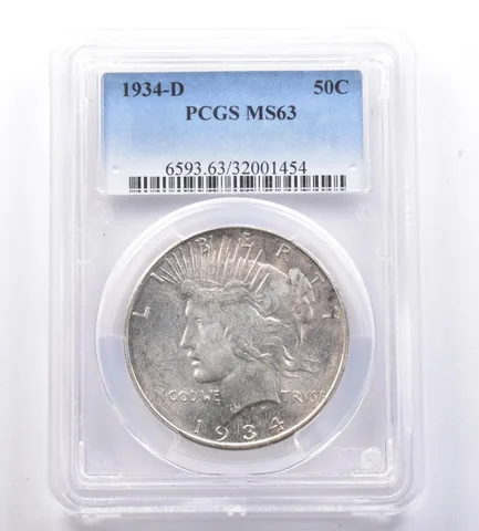 1934-D Peace Silver Dollar MS63 PCGS *8869