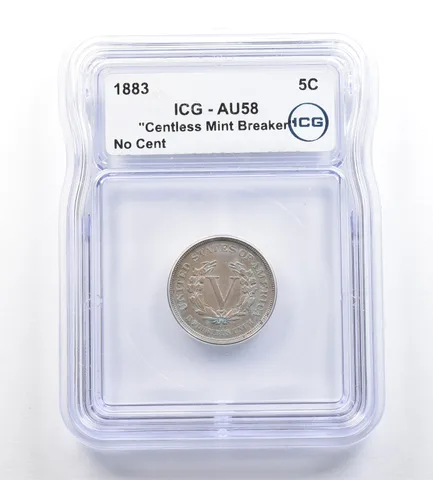 1883 Liberty V Nickel Centless Mint Breaker No Cent AU58 ICG *7270