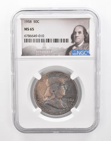 1958 Franklin Half Dollar MS65 NGC Beautiful Tone *2858