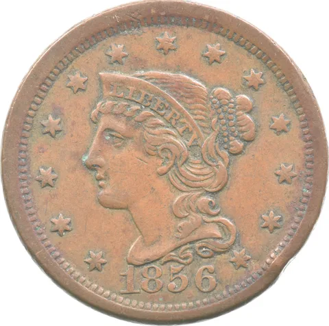 1856 Braided Hair Large Cent a7604