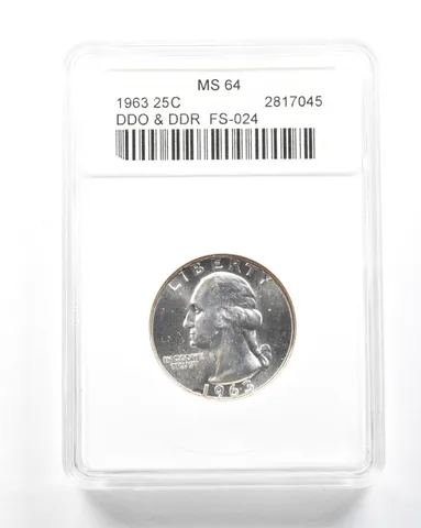1963 Washington Quarter DDO & DDR FS-024 MS64 ANACS a2015