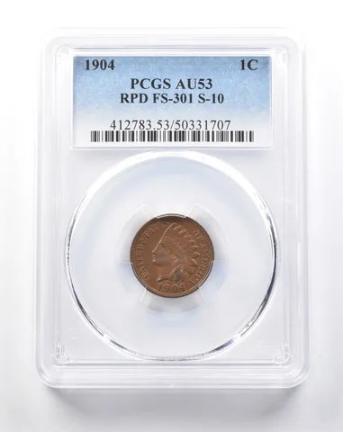 1904 Indian Head Cent RPD FS-301 S-10 AU53 PCGS *5393