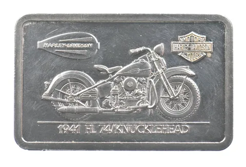 1.5 Oz Silver Bar Harley Davidson 1941 FL 74/Knucklehead a5347