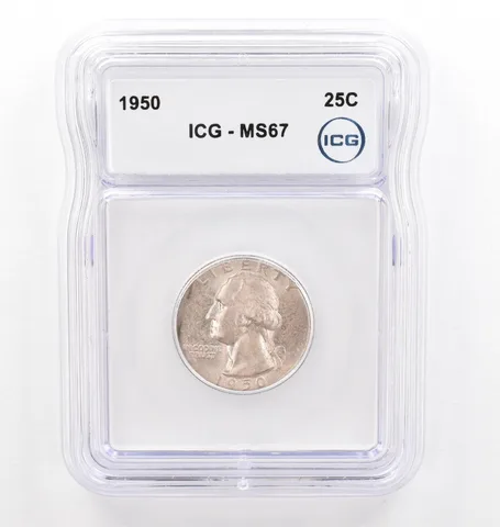 1950 Washington Quarter MS67 ICG Beautiful Tone *0216
