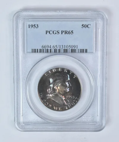 1953 Franklin Half Dollar PR65 PCGS Rainbow Tone *5912