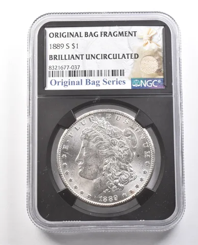 1889-S Morgan Silver Dollar Original Bag Fragment BU NGC *6132