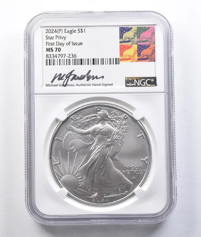 2024 (P) American Silver Eagle Star Privy Gaudioso FDOI MS70 NGC *2946