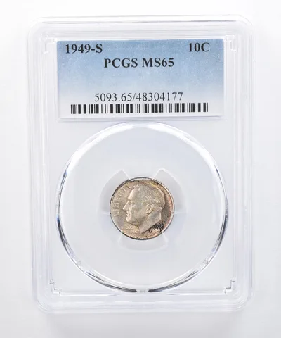 1949-S Roosevelt Dime MS65 PCGS Beautiful Tone *8381