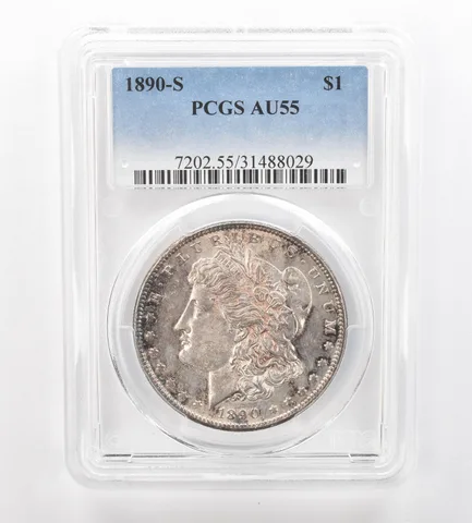 1890-S Morgan Silver Dollar AU55 PCGS Beautiful Tone *7472