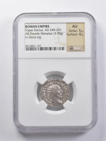 AU AD 249-251 Roman Empire AR Double Denarius Decius (3.90g) NGC Ancients *6818