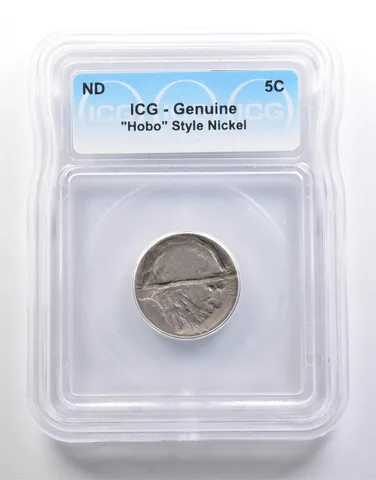 (ND) Indian Head Buffalo Nickel "Hobo" Style Genuine ICG *6591