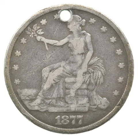 1877 Seated Liberty Trade Dollar Holed *6259