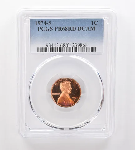 1974-S Lincoln Memorial Cent PR68 RD DCAM PCGS Beautiful Tone *2093