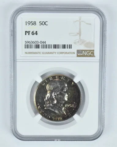 PF64 1958 Franklin Half Dollar - Graded NGC Toned! a8794