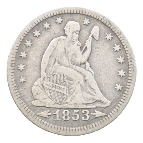 1853 Seated Liberty Quarter Arrows a1051
