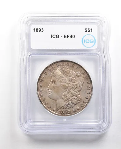 1893 Morgan Silver Dollar EF40 ICG a6289