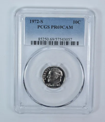 1972-S Roosevelt Dime PR69 CAM PCGS Blue Label
