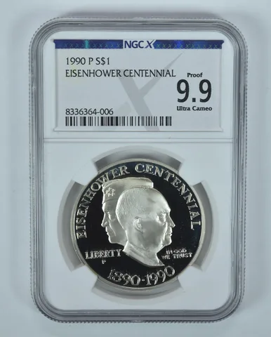 1990-P Eisenhower Commemorative Silver Dollar Proof 9.9 NGC X NGCX
