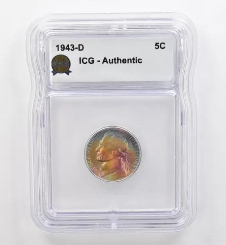 1943-D Jefferson Nickel Authentic ICG Beautiful Tone *9125
