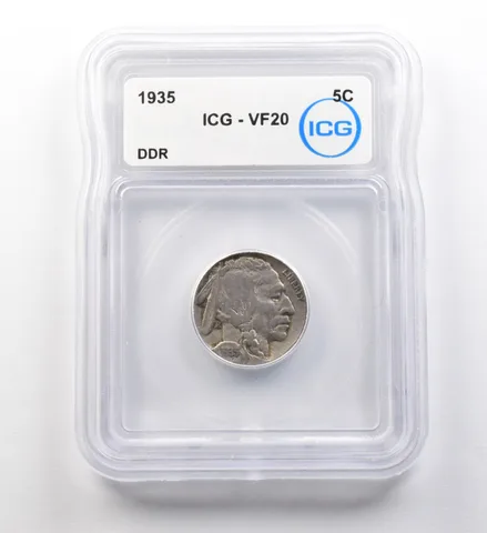 1935 Indian Head Buffalo Nickel DDR VF20 ICG ERROR *8193