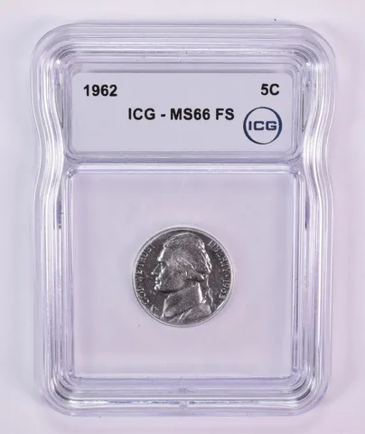 1962 Jefferson Nickel MS66 FS ICG