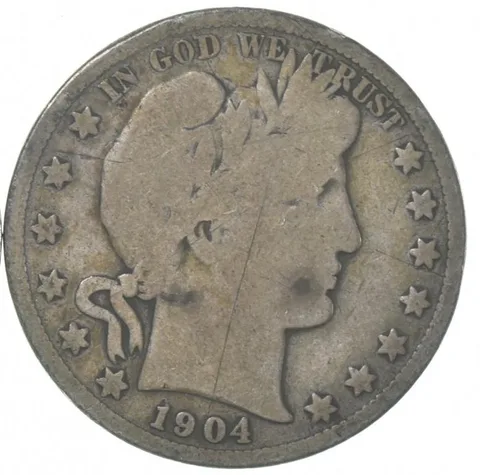 1904-S Barber Half Dollar Average Circ 90% Silver