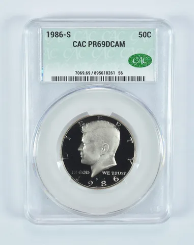 1986-S Kennedy Half Dollar PR69 DCAM CAC CACg