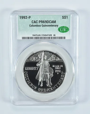 1992-P Columbus Quincentenary Commemorative Silver Dollar PR69 DCAM CAC CACg