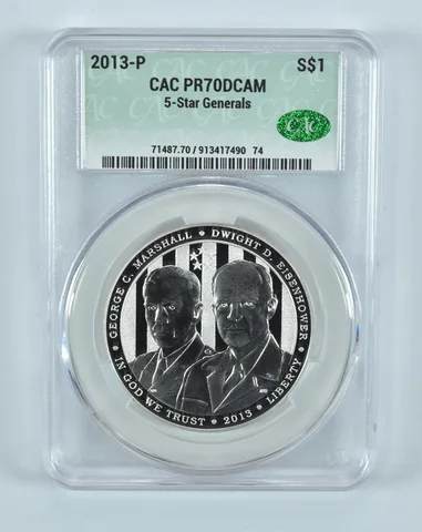 2013-P 5 Star Generals Commemorative Silver Dollar PR70 DCAM CAC CACg