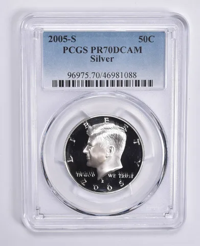 2005-S Kennedy Half Dollar Silver PR70 DCAM PCGS Blue Lbl