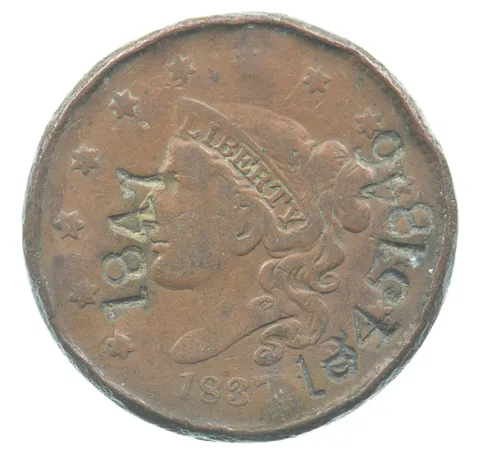 1837 Coronet Head Large Cent Counterstamped *7808