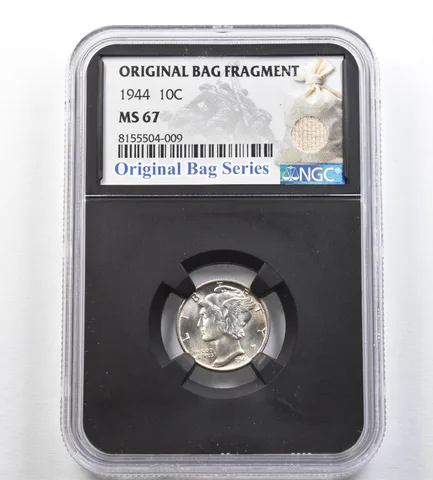 1944 Mercury Dime Original Bag Fragment MS67 NGC *0423