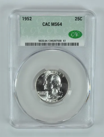 1952 Washington Quarter MS64 CAC CACg
