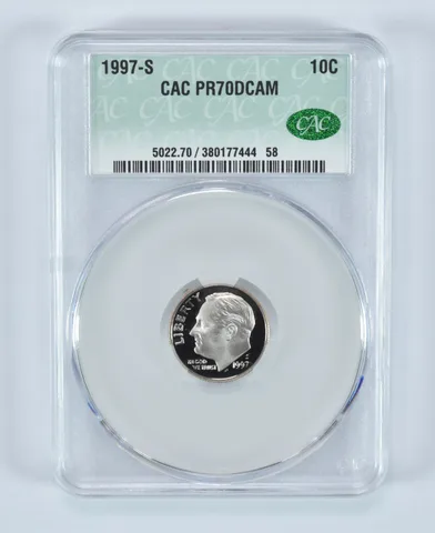 1997-S Roosevelt Dime PR70 DCAM CAC CACg