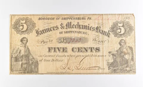 1862 5 Cents Shippensburg PA Farmers Mechanic Fractional Currency *3931