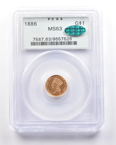 1886 $1 Indian Princess Head Gold Dollar MS63 PCGS OGH CAC *4776