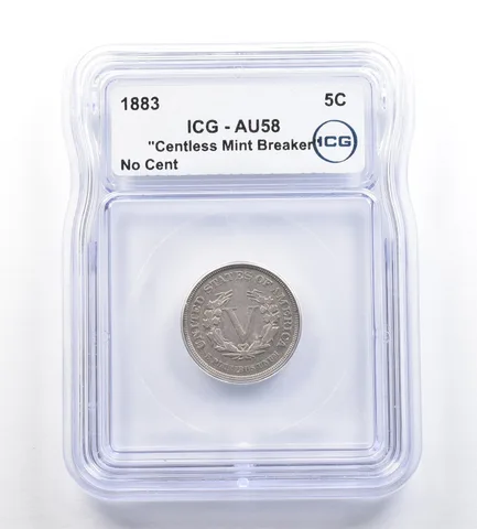 1883 Liberty V Nickel Centless Mint Breaker No Cent AU58 ICG *7275